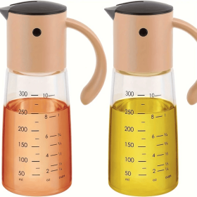 Oil & Vinegar Dispenser Condiment Dispensing Kitchen Cruet For Barbecue,Cooking, Baking,Roasting,Grill Nude 10oz Non-Drip Spout Oil Dispenser Set (Option: Two pcs)