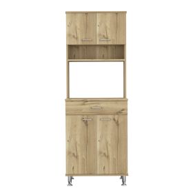 Helis Pantry Double Door Cabinet, One Drawer, Four Legs, Three Shelves (Color: Light Oak)