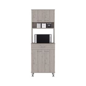 Helis Pantry Double Door Cabinet, One Drawer, Four Legs, Three Shelves (Color: Light Gray)