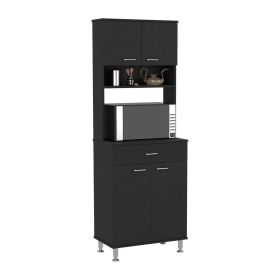 Helis Pantry Double Door Cabinet, One Drawer, Four Legs, Three Shelves (Color: Black)